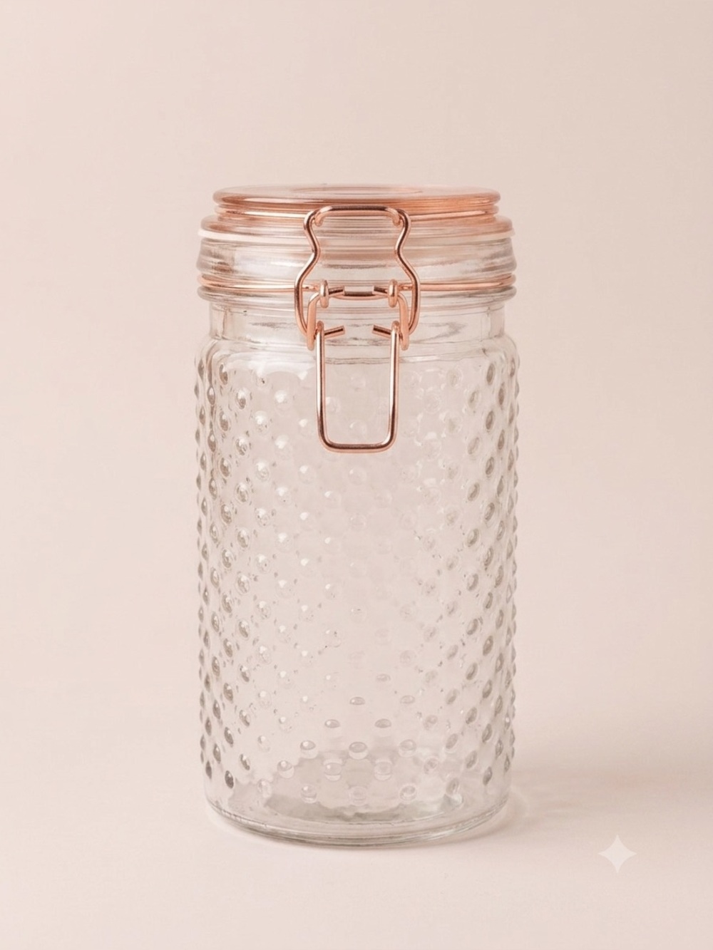 🌸 New Blush Pink Dimpled Glass Canister - 6” Tall, Qty 1